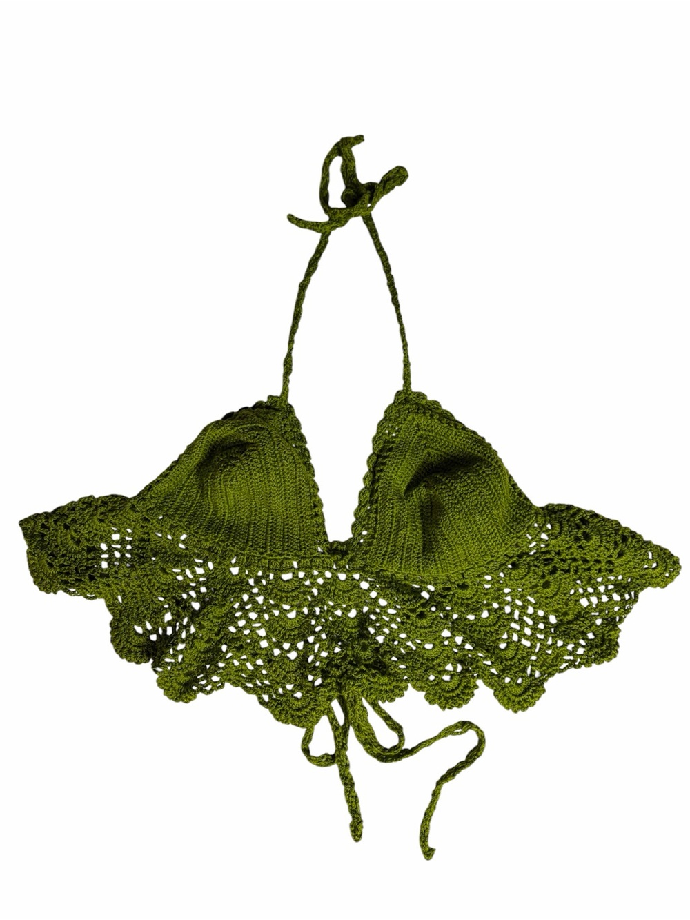 Green crochet tie back fairycore crop top or bikini top